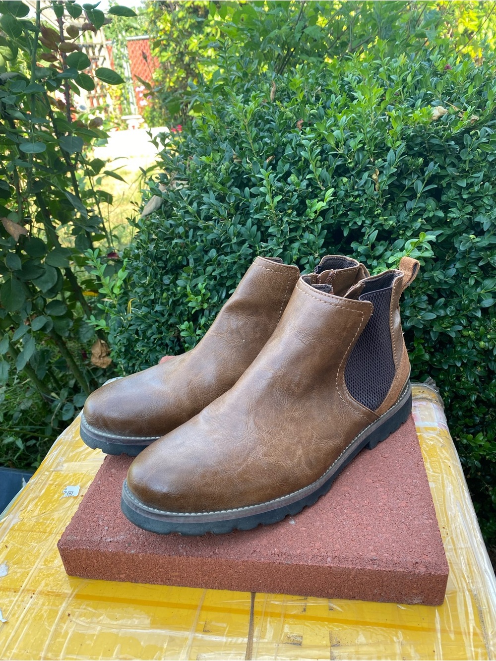 Dr Scholls Men's Brown Leather Chelsea Boots Slip-On Ankle Boots SZ 10.5M